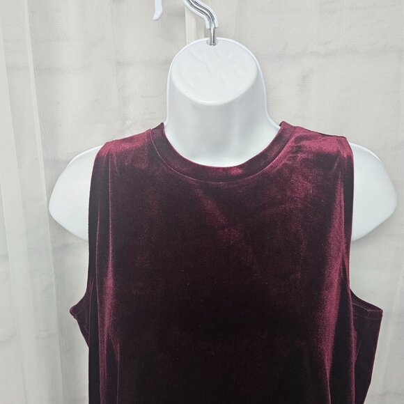 Mud Pie Burgundy Plum Velour Tank Peplum Y2K Goth Boho M - Picture 2 of 10